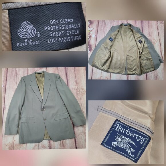 Burberry Other - Burberry Men 100% Wool Tweed Tan Herringbone Blazer Jacket Lined